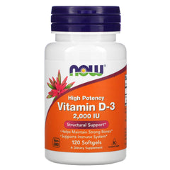 Now Foods High Potency Vitamin D3-50 mcg 2000 IU-120Serv.-120Softgels