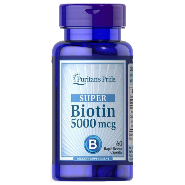 Puritan's Pride Super Biotin 5000Mcg-60Serv.-60Rapid Release Capsules