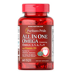Puritan's Pride All In One Omega 3.5.6.7.&9With Vitamin D3-30Serv.-60Softgels