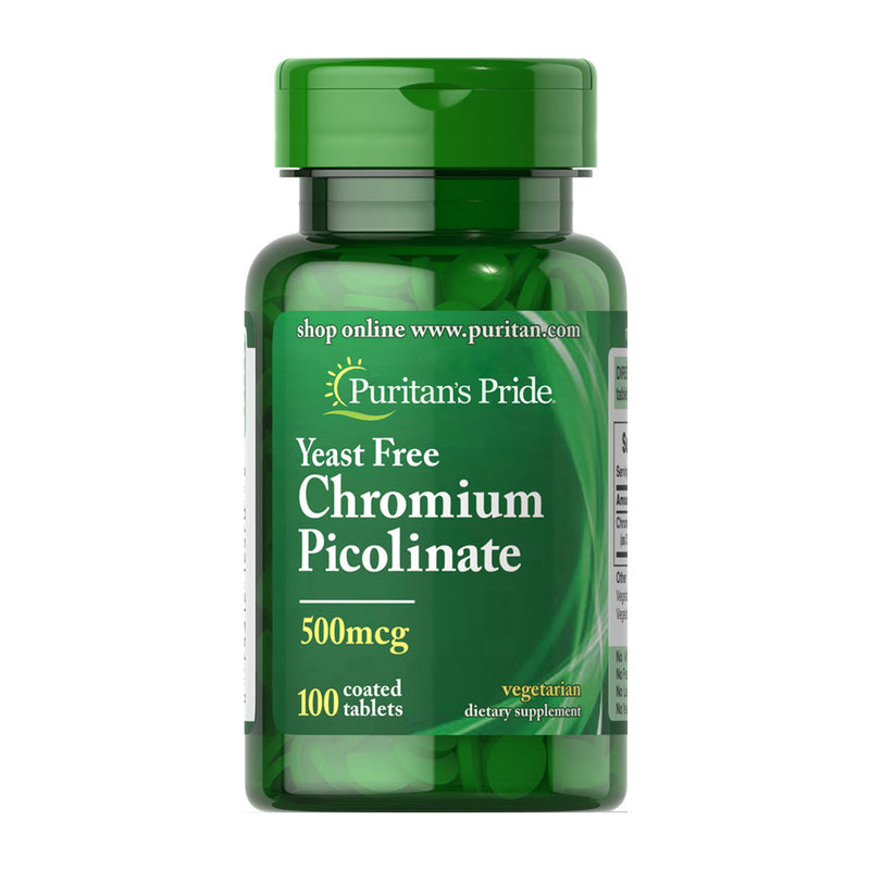 Puritan's Pride Yeast Free Chromium Picolinate 500Mcg-100Serv.-100Coated Tablets