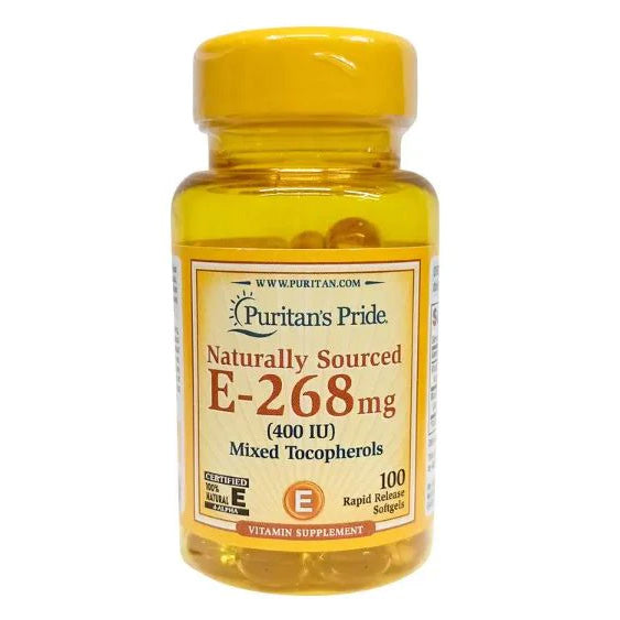 Puritan's Pride Naturally Sourced E-268 Mg(400 IU) Mixed Tocopherols-100Serv.-100Rapid Release Softgels