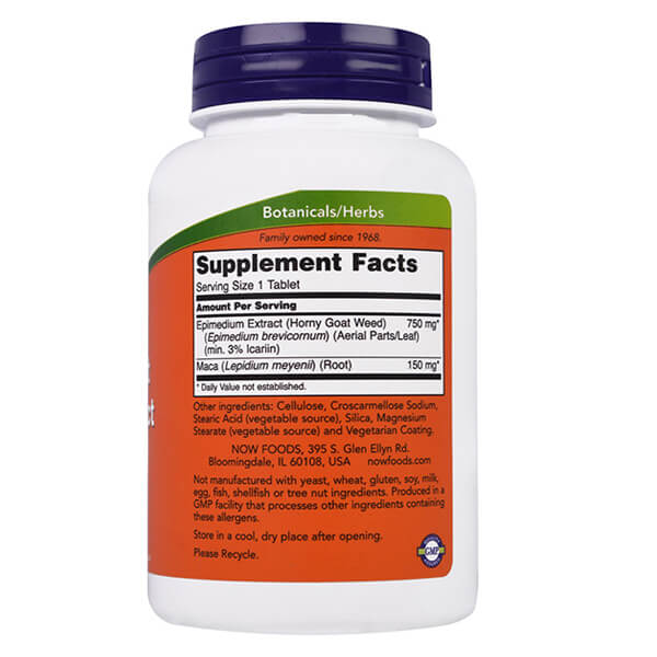 Now Foods Horny Goat Weed Extract 750mg-90Serv.-90Tabs